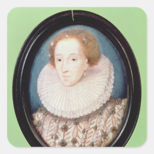 Miniatur der Königin Elizabeth I Quadratischer Aufkleber
