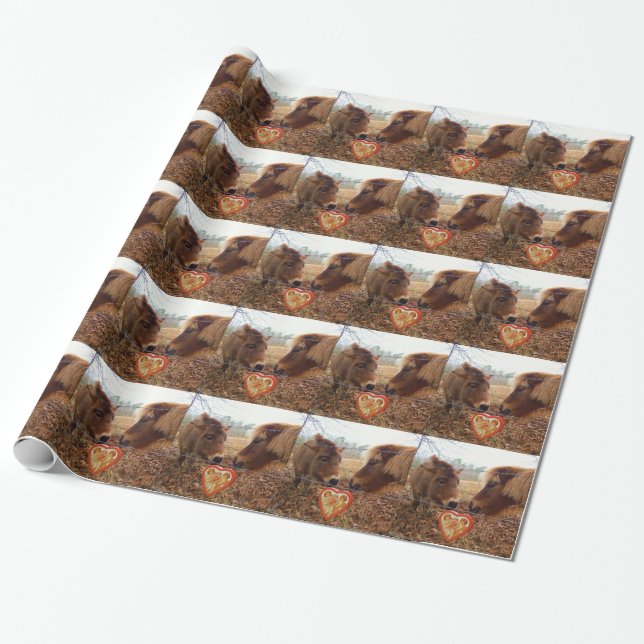 Miniatur Donkey & Horse Herzstück Geschenkpapier (Ungerollt)
