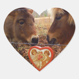 Miniatur Donkey & Horse Herzstück Herz-Aufkleber
