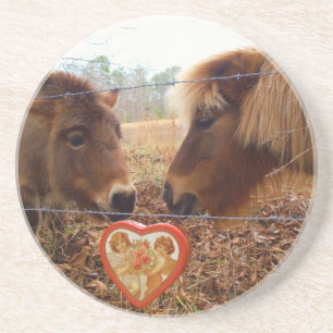 Miniatur Donkey & Horse Herzstück Sandstein Untersetzer