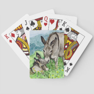 Miniatur-Donkey-Mama und Kinderwasserart Spielkarten