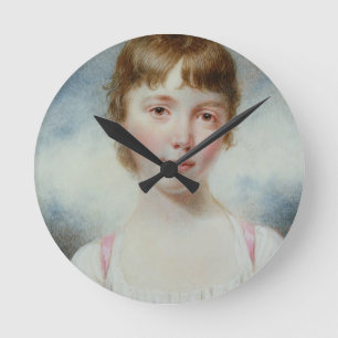 Miniatur eines jungen Mädchens Runde Wanduhr
