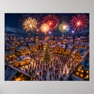 Miniatur-Feuerwerk am Heiligen Abend Poster