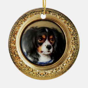 MINIATUR-HUNDEPORTRAITS Tricolor Spaniel Keramikornament