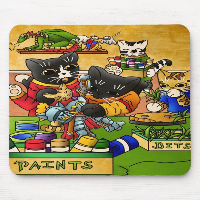 Miniatur Katzenkatze Modellmalerei Katzen Mousepad (Vorne)