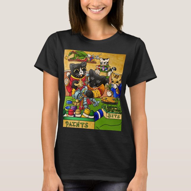 Miniatur Katzenkatze Modellmalerei Katzen T-Shirt (Vorderseite)