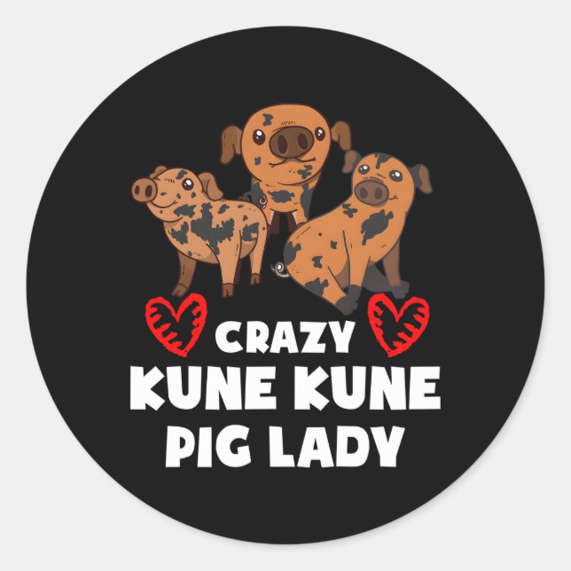 Miniatur Pig Kune Pig Owner Kunekune Schweinefleis Runder Aufkleber (Vorderseite)