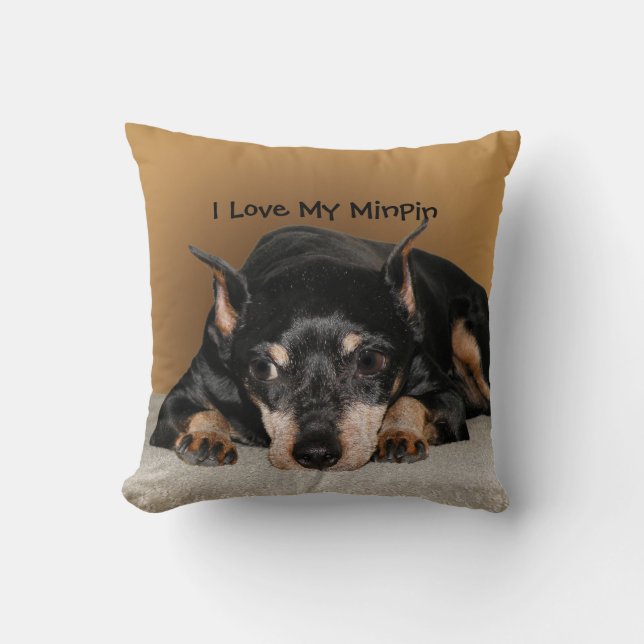 Miniatur Pinscher aka Button Liebe Name des Tieres Kissen (Vorderseite)