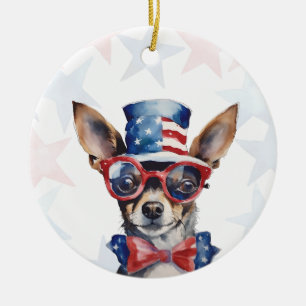 Miniatur Pinscher Hund, 4. Juli Personalisiert Keramik Ornament