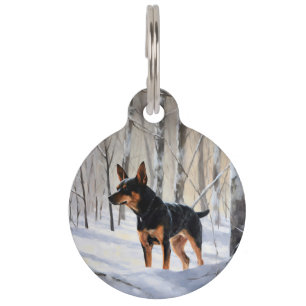 Miniatur Pinscher lassen es Schnee Weihnachten Haustiermarke