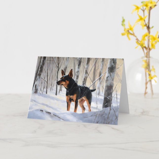 Miniatur Pinscher lassen es Schnee Weihnachten Karte (Gelbe Blume)
