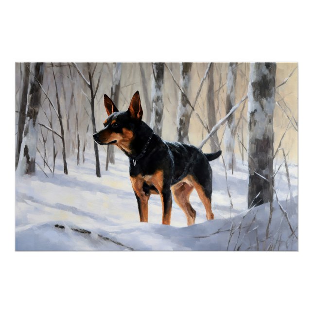 Miniatur Pinscher lassen es Schnee Weihnachten Poster (Vorderseite)