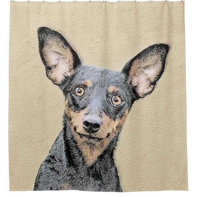 Miniatur Pinscher Malerei Niedlich Original Hunde  Duschvorhang (Vorderseite)