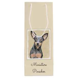 Miniatur Pinscher Malerei Niedlich Original Hunde Geschenktüte Für Weinflaschen