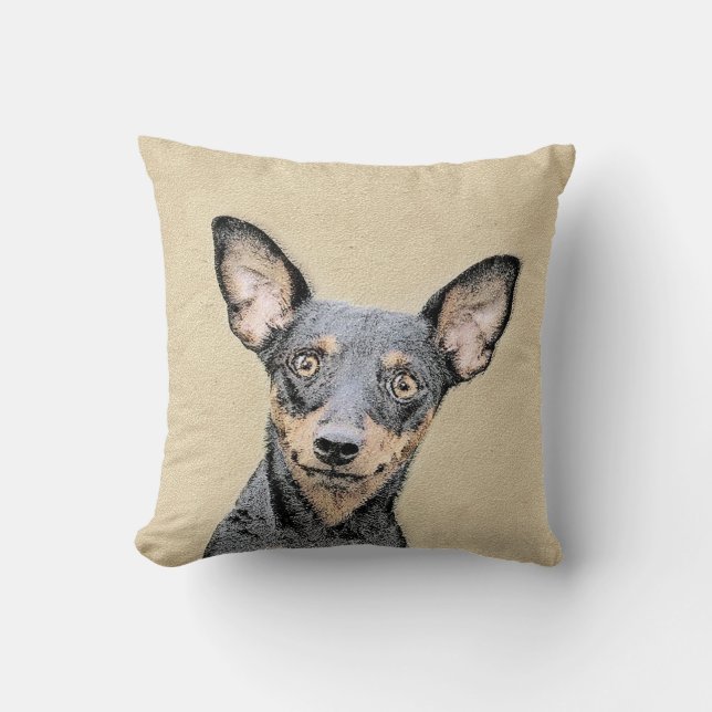 Miniatur Pinscher Malerei Niedlich Original Hunde  Kissen (Vorderseite)