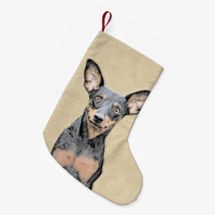 Miniatur Pinscher Malerei Niedlich Original Hunde Kleiner Weihnachtsstrumpf