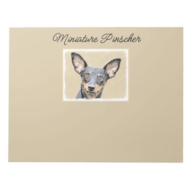 Miniatur Pinscher Malerei Niedlich Original Hunde  Notizblock (Vorderseite)