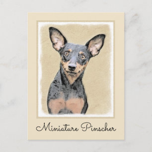 Miniatur Pinscher Malerei Niedlich Original Hunde  Postkarte