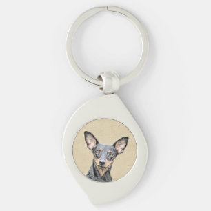 Miniatur Pinscher Malerei Niedlich Original Hunde  Schlüsselanhänger