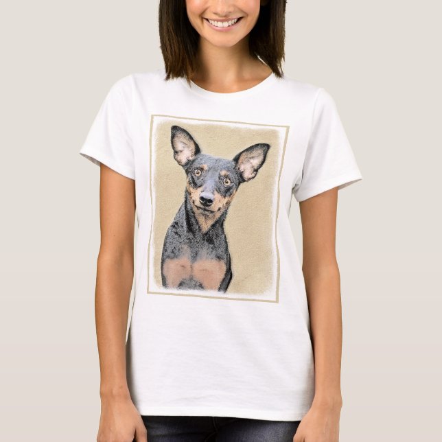 Miniatur Pinscher Malerei Niedlich Original Hunde  T-Shirt (Vorderseite)