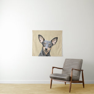 Miniatur Pinscher Malerei Niedlich Original Hunde  Wandteppich