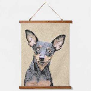 Miniatur Pinscher Malerei Niedlich Original Hunde  Wandteppich Mit Holzrahmen