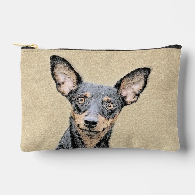 Miniatur Pinscher Malerei Niedlich Original Hunde  Zubehörtasche (Vorderseite)