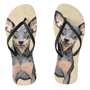 Miniatur Pinscher Malerei Niedliche Original Hunde Flip Flops