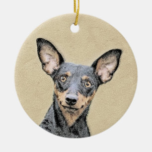 Miniatur Pinscher Malerei Niedliche Original Hunde Keramik Ornament