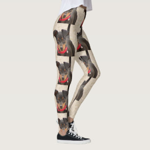 Miniatur-Pinscher-Schwarz und Rost Leggings