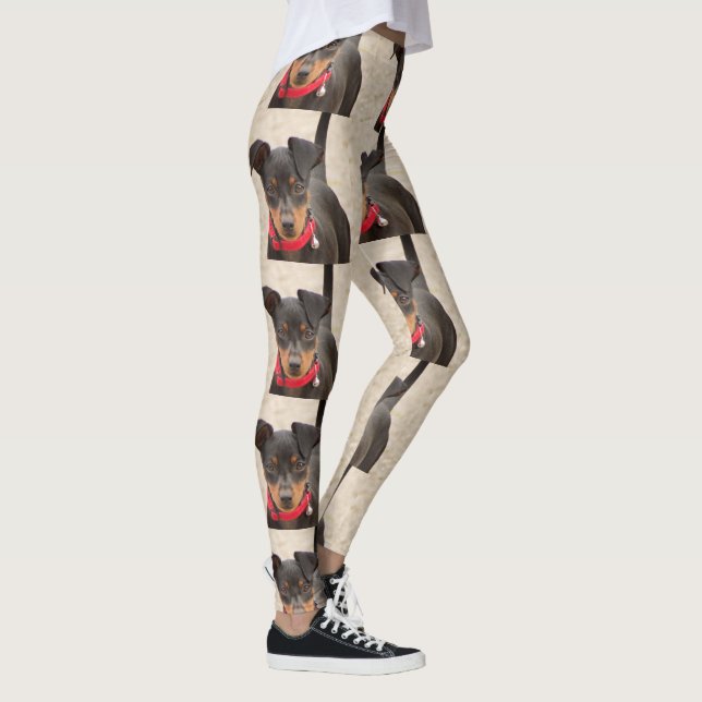 Miniatur-Pinscher-Schwarz und Rost Leggings (Rechts)