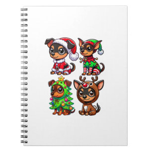 Miniatur Pinscher Weihnachtsbaum Santa Elf Costum Notizblock