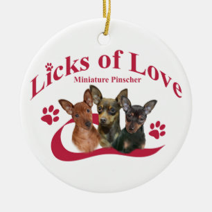Miniatur Pinschers Licks aus der Liebe Keramikornament