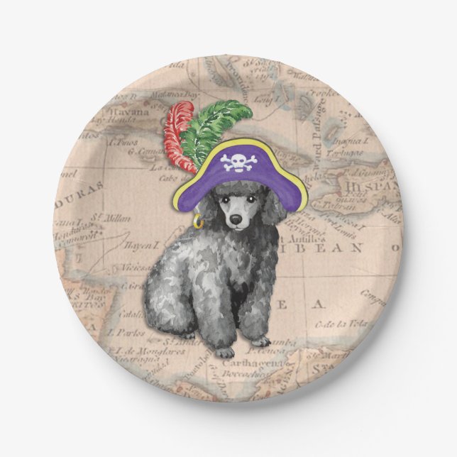 Miniatur Poodle Pirate Pappteller (Vorderseite)