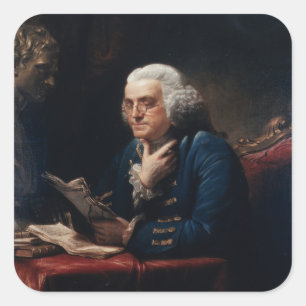 Miniatur-Porträt, Benjamin Franklin Gründungsvater Quadratischer Aufkleber