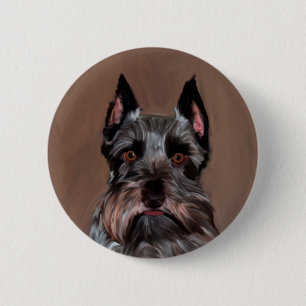 Miniatur Schnauzer Aquarellmalerei Button