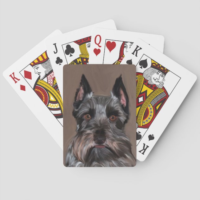 Miniatur Schnauzer Aquarellmalerei Spielkarten (Rückseite)