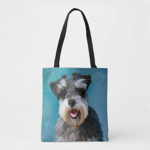 Miniatur Schnauzer Aquarellmalerei Tasche