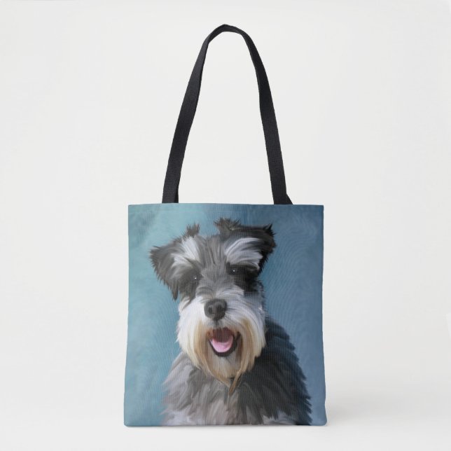 Miniatur Schnauzer Aquarellmalerei Tasche (Vorderseite)