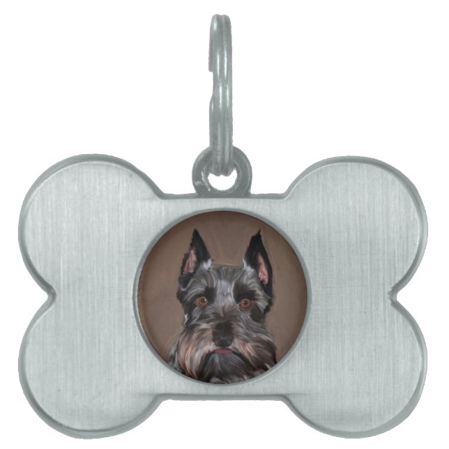 Miniatur Schnauzer Aquarellmalerei Tiermarke (Vorderseite)