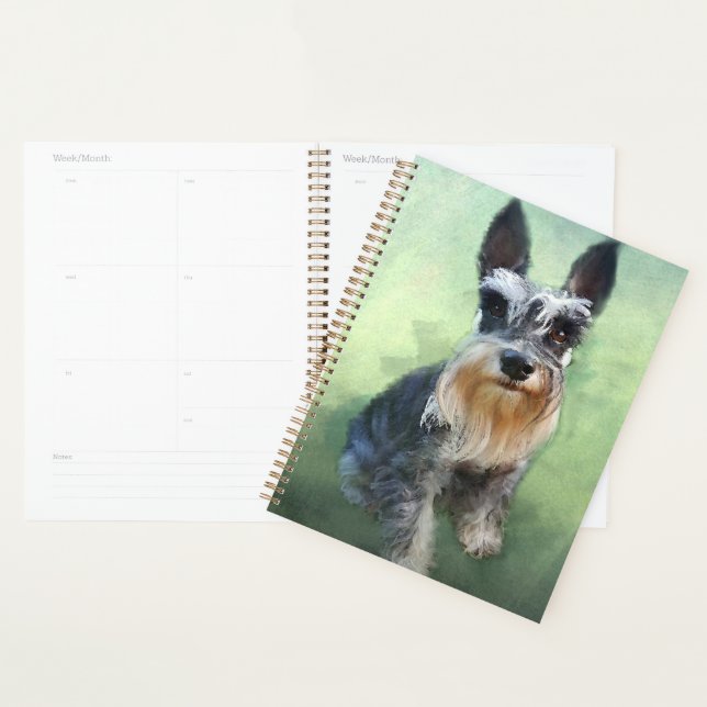 Miniatur Schnauzer Dog Aquarellmalerei Planer (Anzeige)