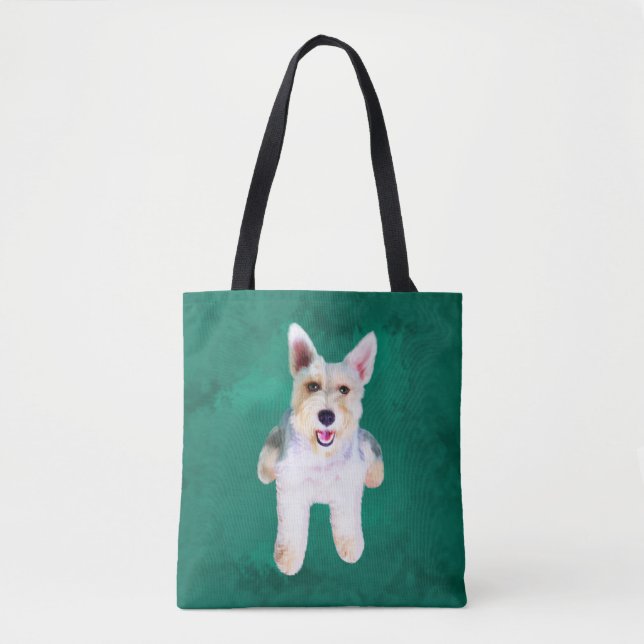 Miniatur Schnauzer Dog Aquarellmalerei Tasche (Vorderseite)