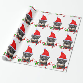 Miniatur-Schnauzer für Weihnachtsmannmütze-Umschla Geschenkpapier