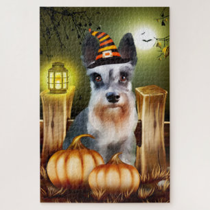 Miniatur Schnauzer Halloween-Puzzle.