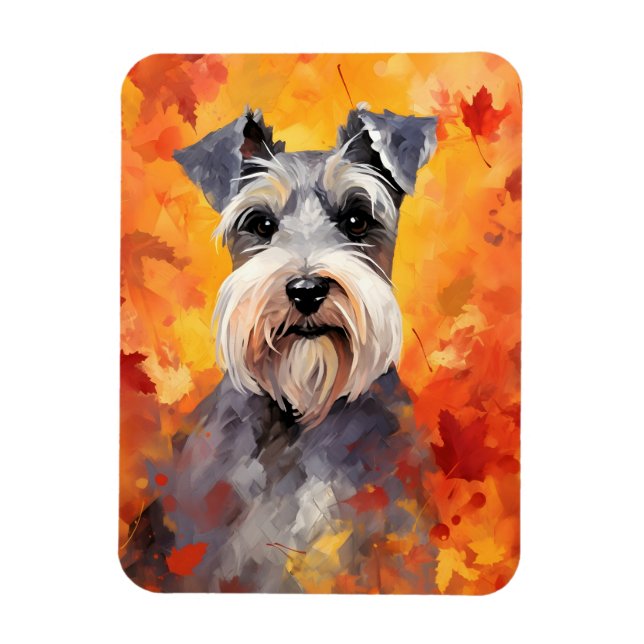 Miniatur Schnauzer HerbstErntedank Magnet (Vertikal)
