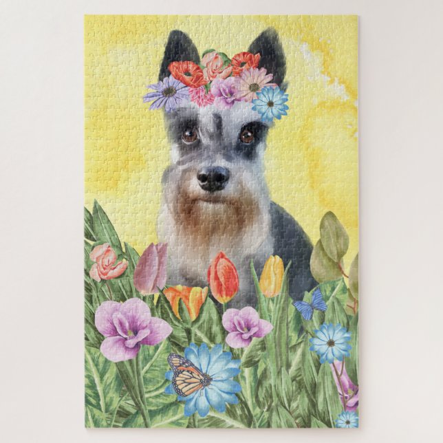 Miniatur-Schnauzer-Hunde-Blume (Vertikal)