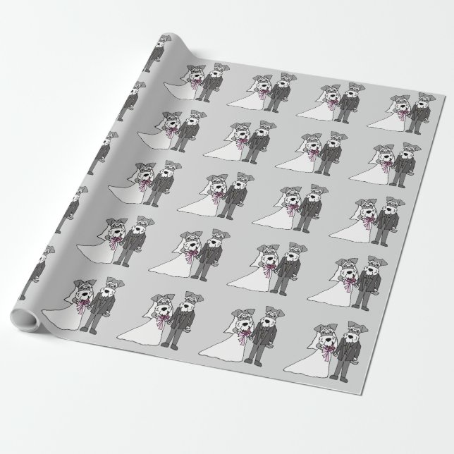 Miniatur Schnauzer-Hundebricht und Groomehe Geschenkpapier (Ungerollt)