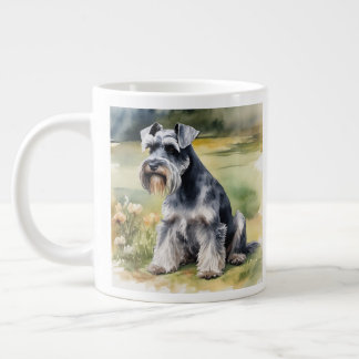 Miniatur Schnauzer im Garten - Wasserfarbe Jumbo-Tasse