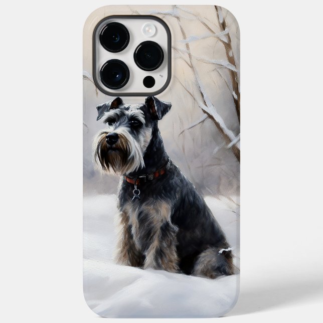 Miniatur Schnauzer lassen es Schnee Weihnachten Case-Mate iPhone 14 Pro Max Hülle (Rückseite)