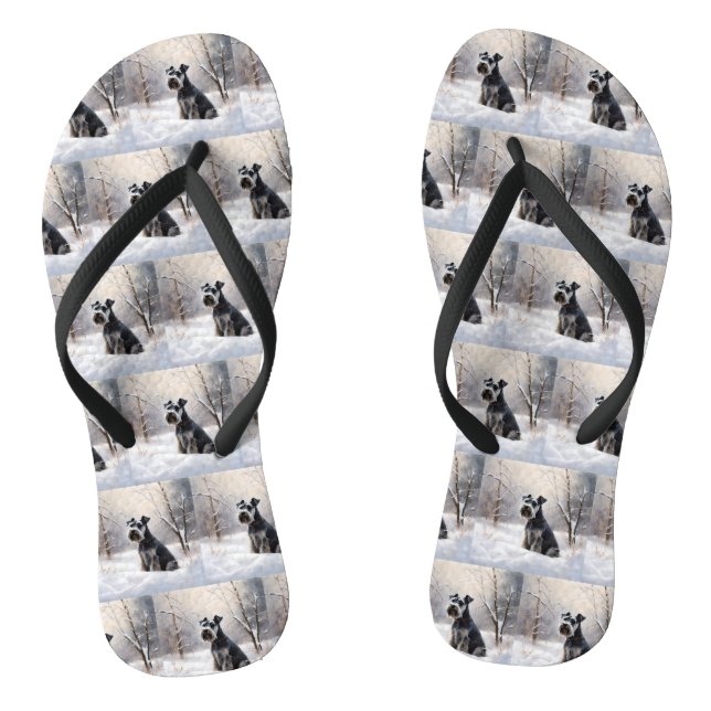 Miniatur Schnauzer lassen es Schnee Weihnachten Flip Flops (Fußbett)